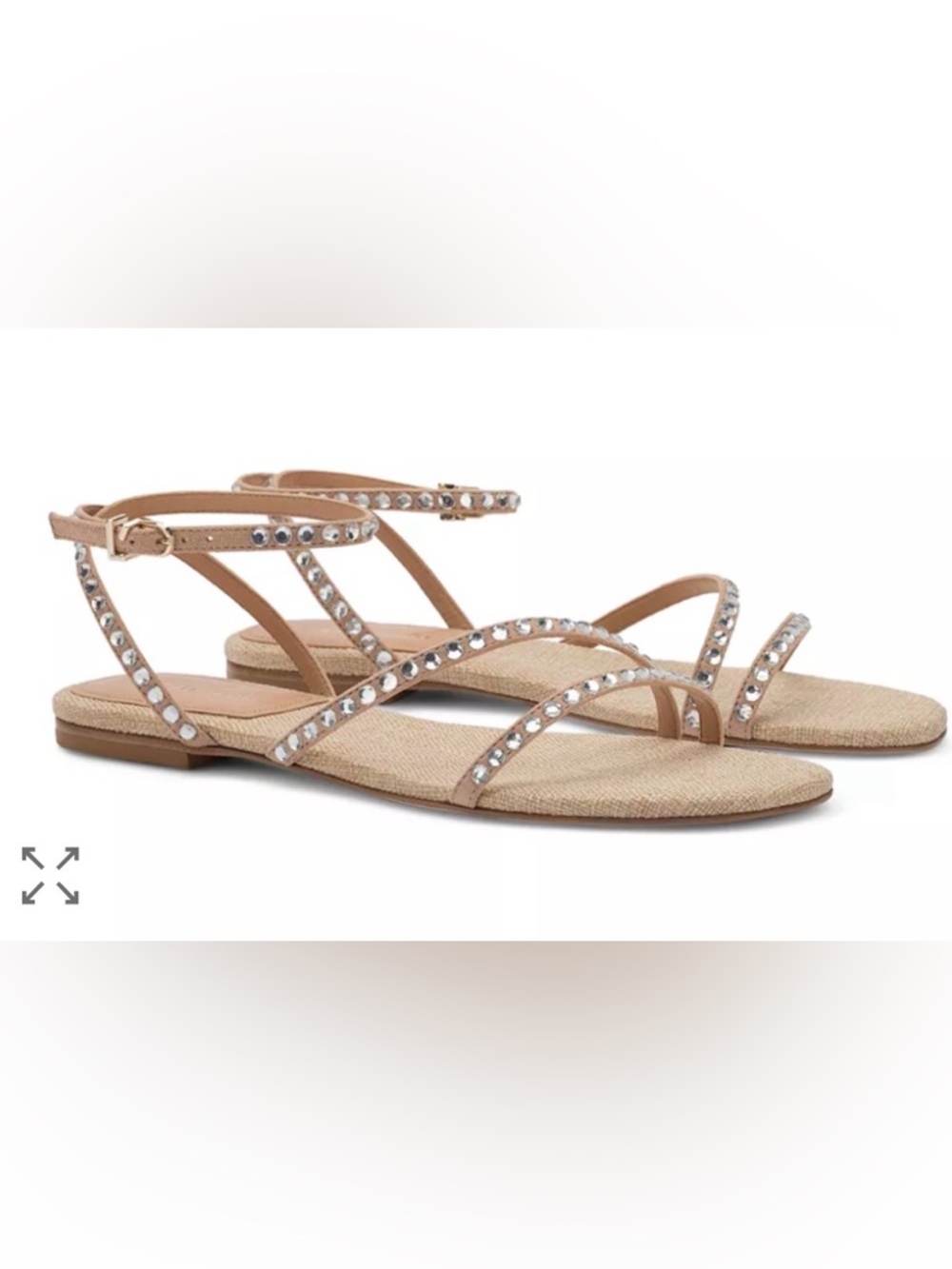 NWOT Larroude Crystal Embellished Wrap Sandals, size 8.5